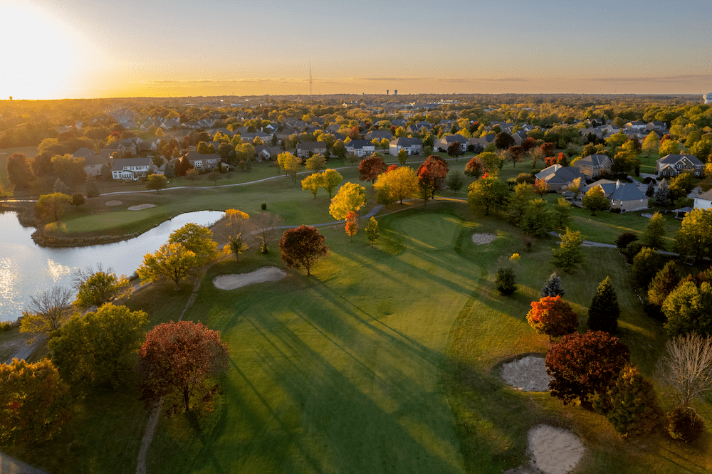 aerial view of golf course