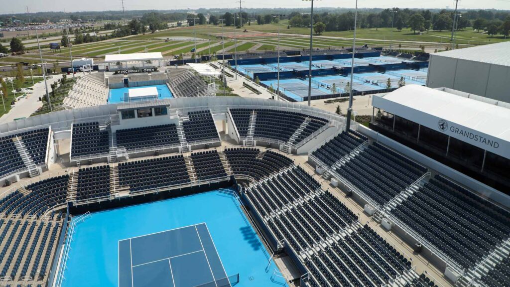 aerial view of grandstands